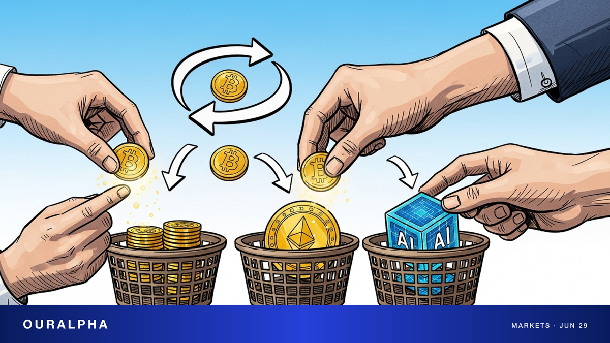 方舟投资调仓,资金从中国股转向加密与AI示意图