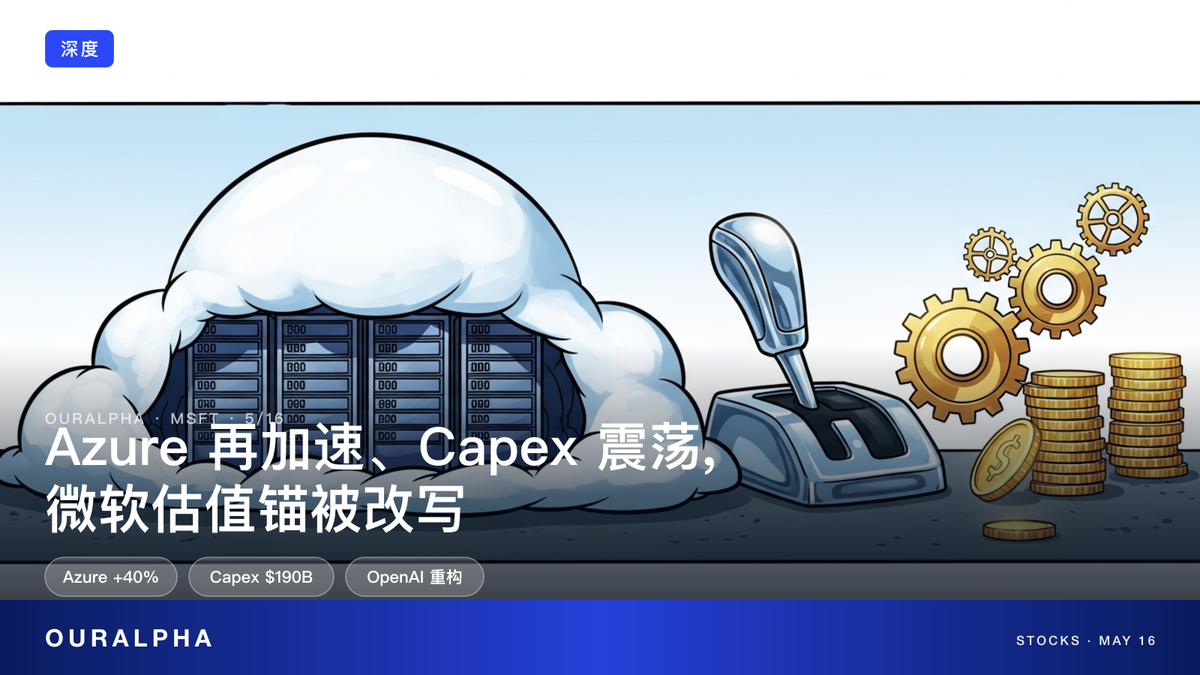 微软 MSFT 深度分析封面：Azure +40%、AI run-rate $37B、Copilot 20M、目标价 $569 关键数据卡 — OurAlpha